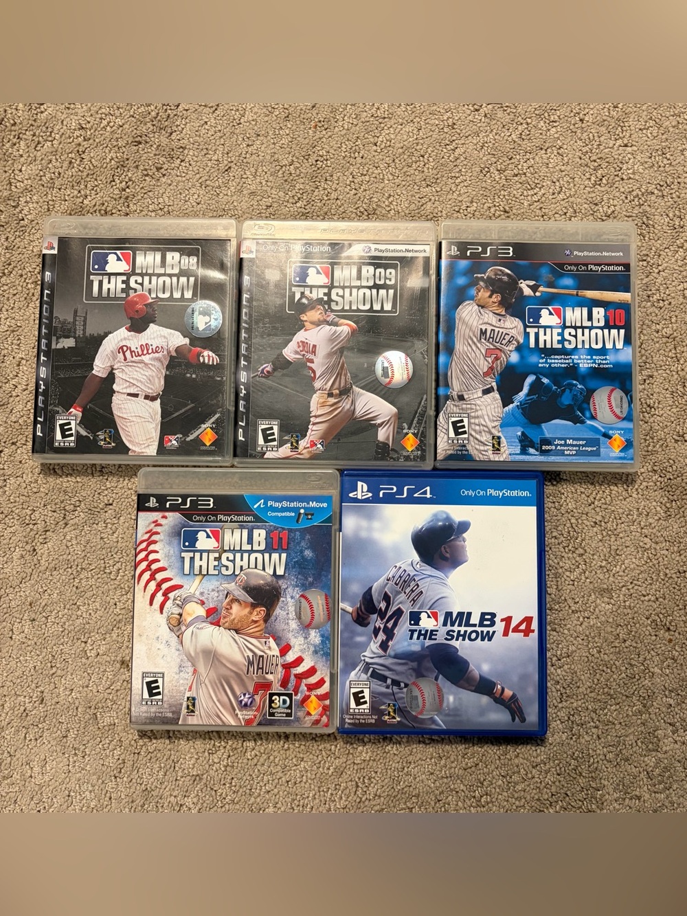 Lot of 5 MLB: The Show Games — PS3 (08, 09, 10, 11) + PS4 (14)